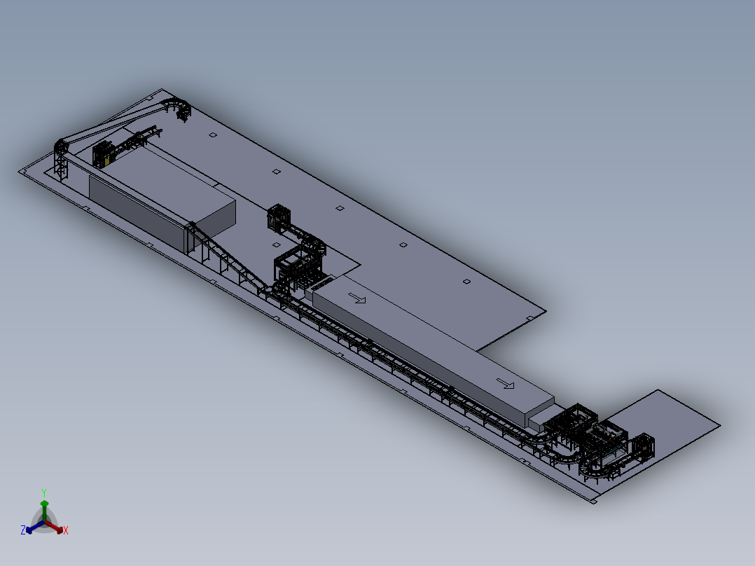 吐司自动烧烤生产线正等轴测图