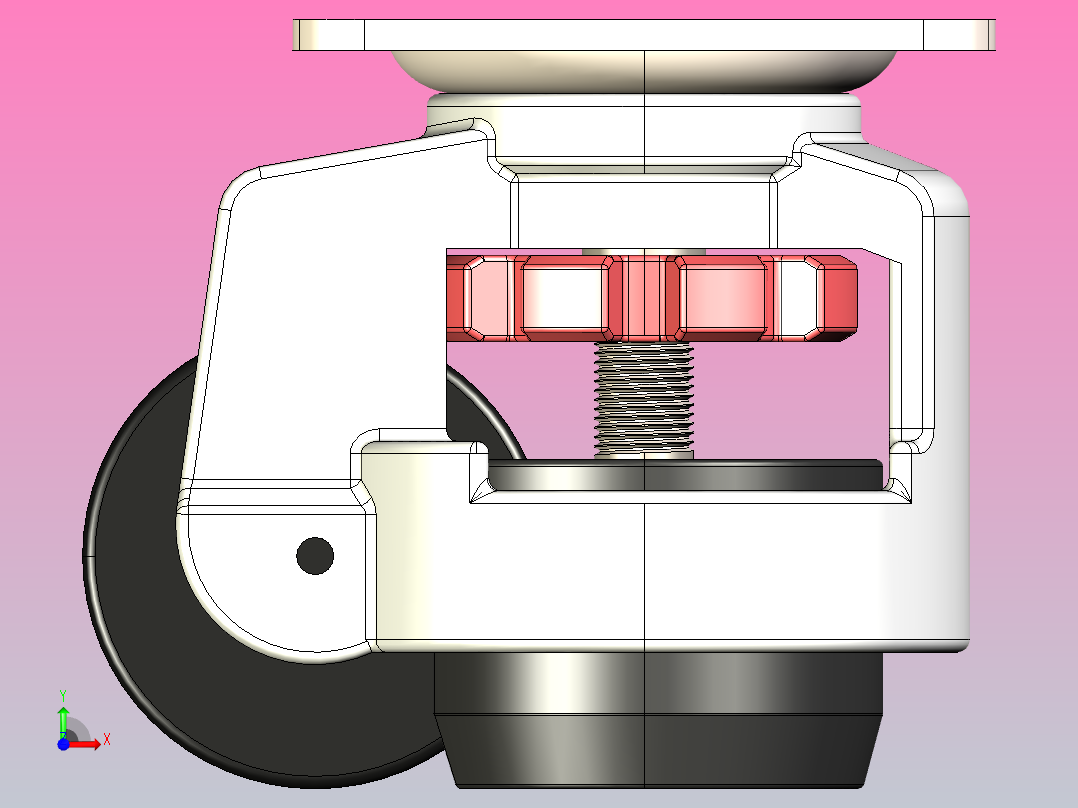 可调调平脚轮前视图