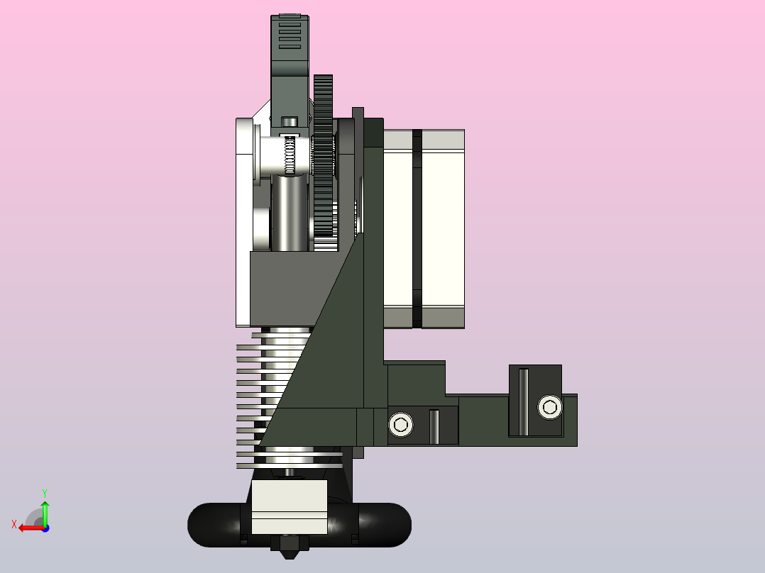 THK直线导轨用E3D泰坦挤压机组件-冷却风扇-自动调平的集成式接近传感后视图