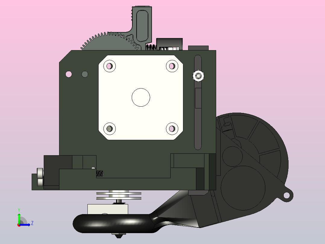 THK直线导轨用E3D泰坦挤压机组件-冷却风扇-自动调平的集成式接近传感左视图