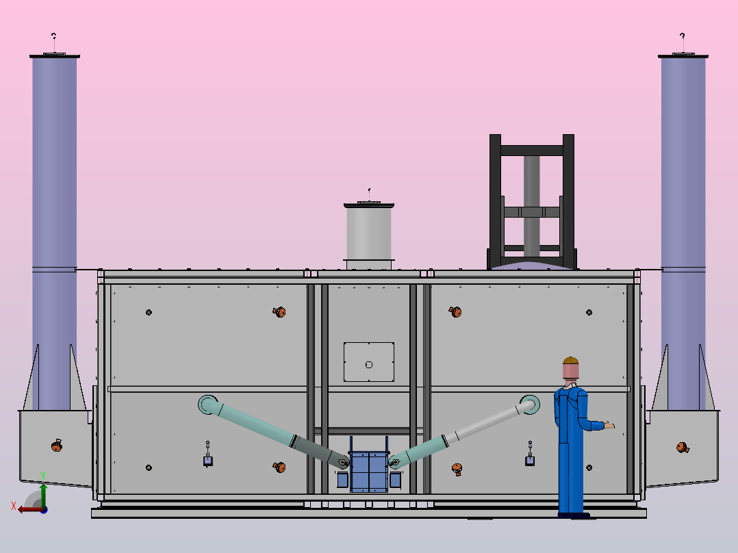 用于木材碳化的正面干馏炉（炉体）frontal-retort-grfurnaces-模型格式为 单sw后视图