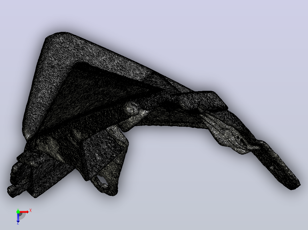 自行车右侧面板的3D原始扫描俯视图