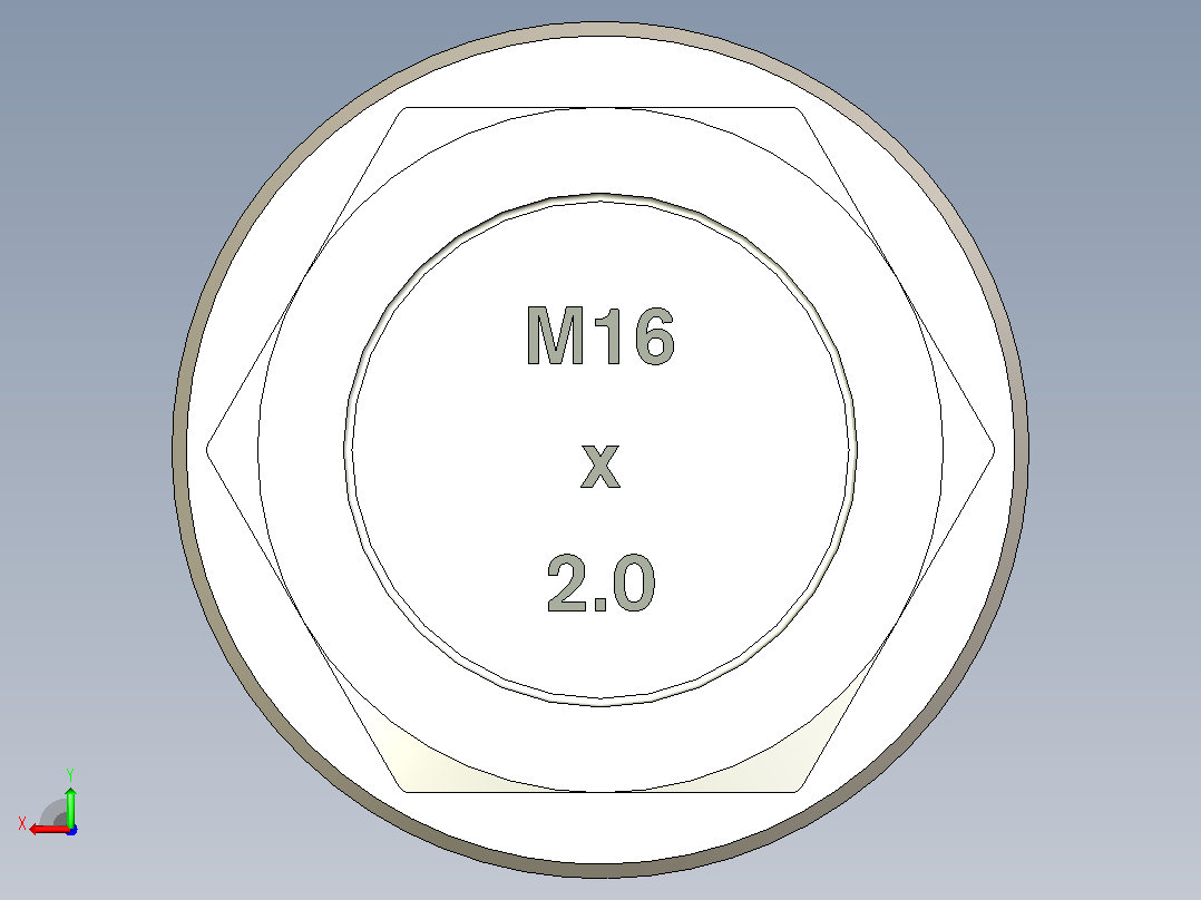M16 x 2六角头螺栓和螺母后视图