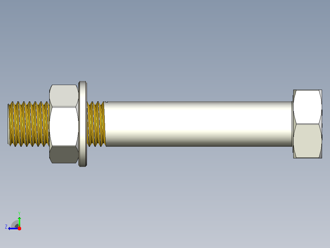 M16 x 2六角头螺栓和螺母右视图