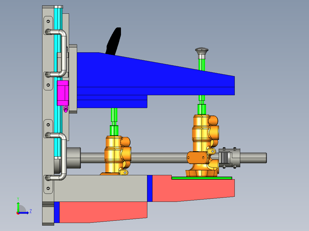 制动主缸测量夹具 3D模型SW左视图