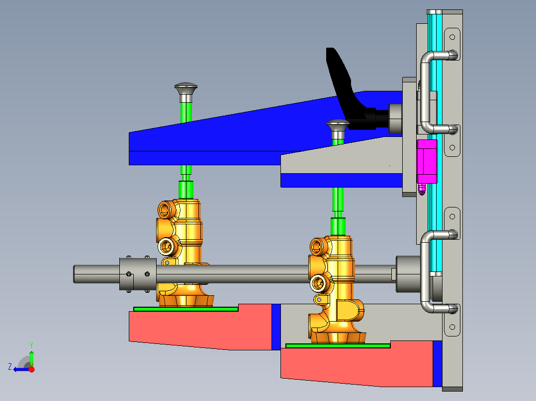 制动主缸测量夹具 3D模型SW右视图