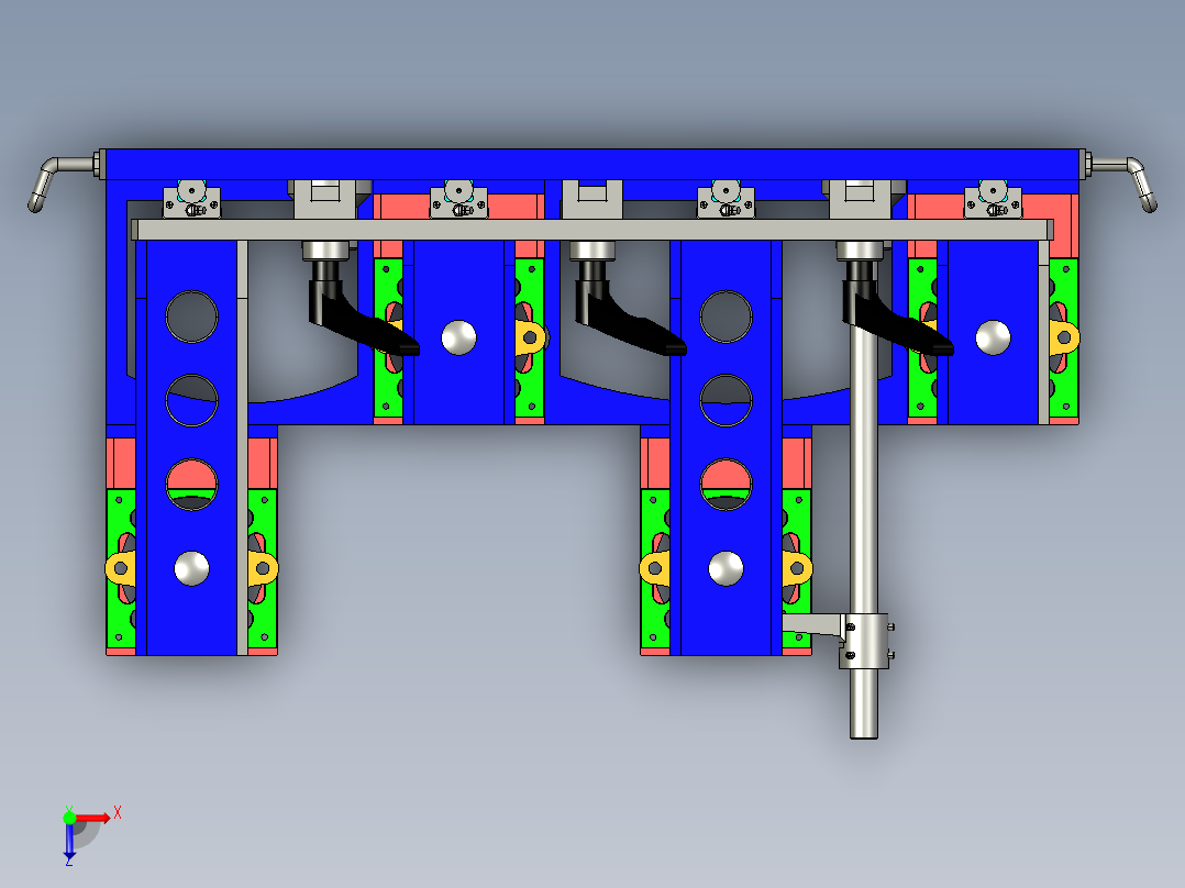 制动主缸测量夹具 3D模型SW俯视图