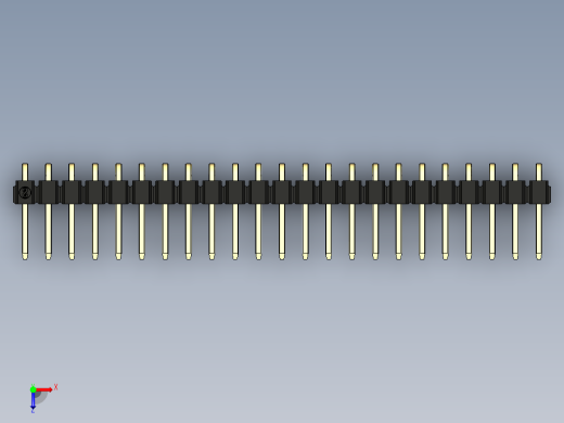 彩色公排针 100mil 2.54mm 系列-DS1022_black_1x23p_100mil_TypeD_rev1.0俯视缩略图