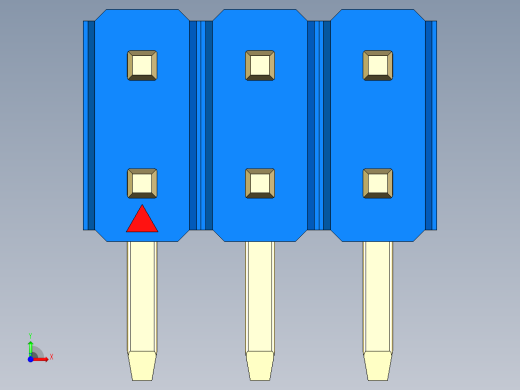 彩色公排针 100mil 2.54mm 系列-DS1022_blue_2x03p_100mil_TypeD_rev1.0前视缩略图
