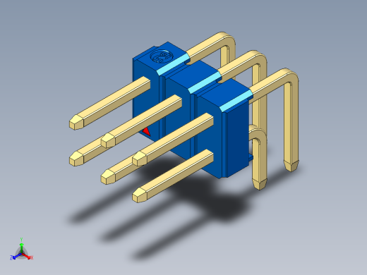 彩色公排针 100mil 2.54mm 系列-DS1022_blue_2x03p_100mil_TypeD_rev1.0正等轴测缩略图