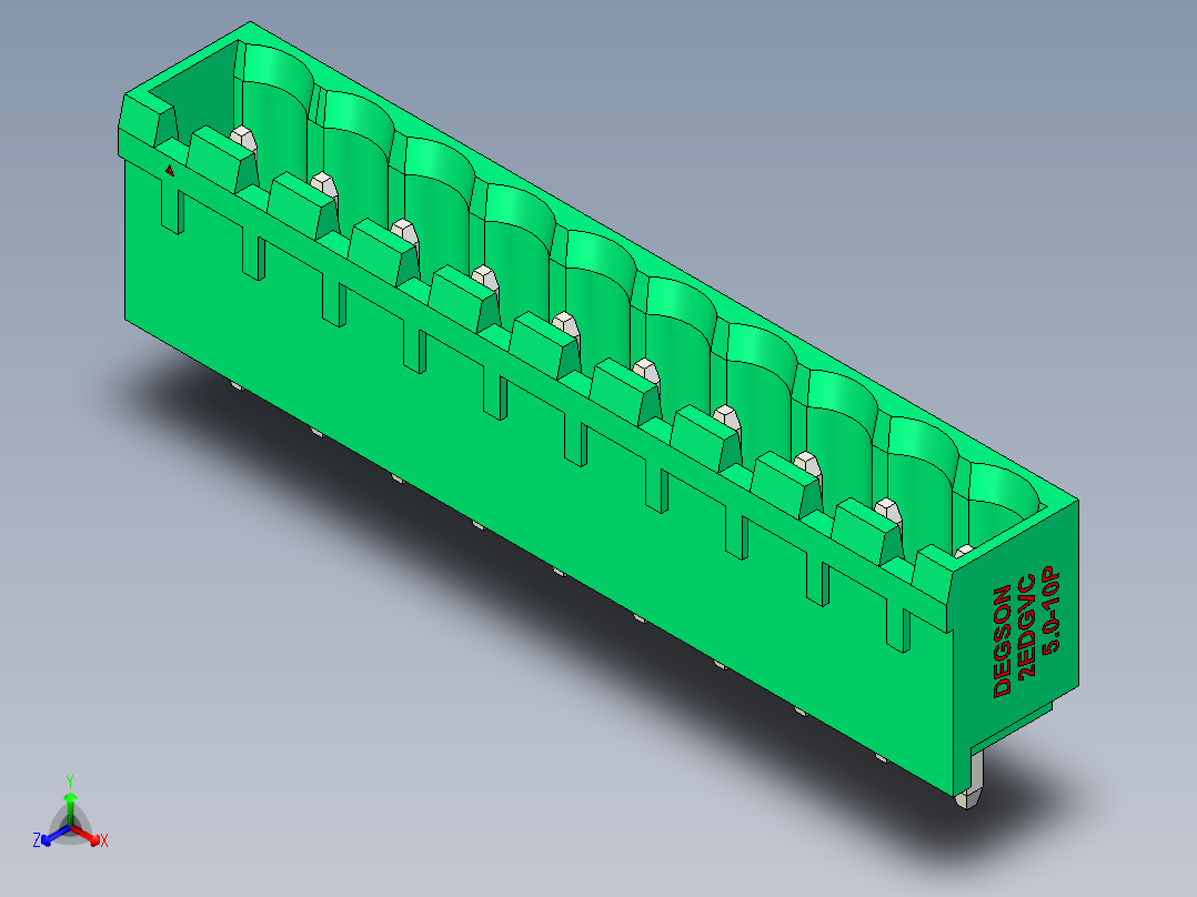 DEGSON 2EDG 系列 5.0mm 可插拔接线端子组-2EDGVC-5.0-10P-14-00AH主视图