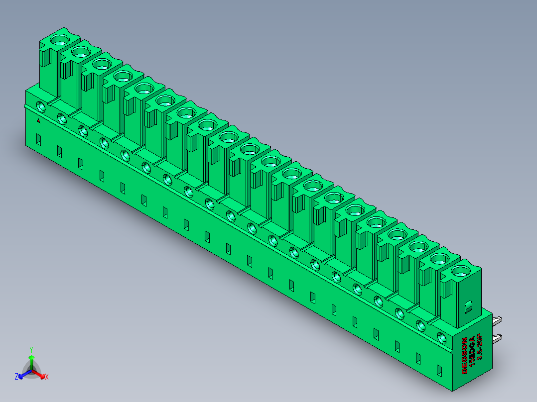 DEGSON 15EDG 系列 3.5mm 插拔式接线端子 FullPack-15EDGA-3.5-20P-14-00AH主视图