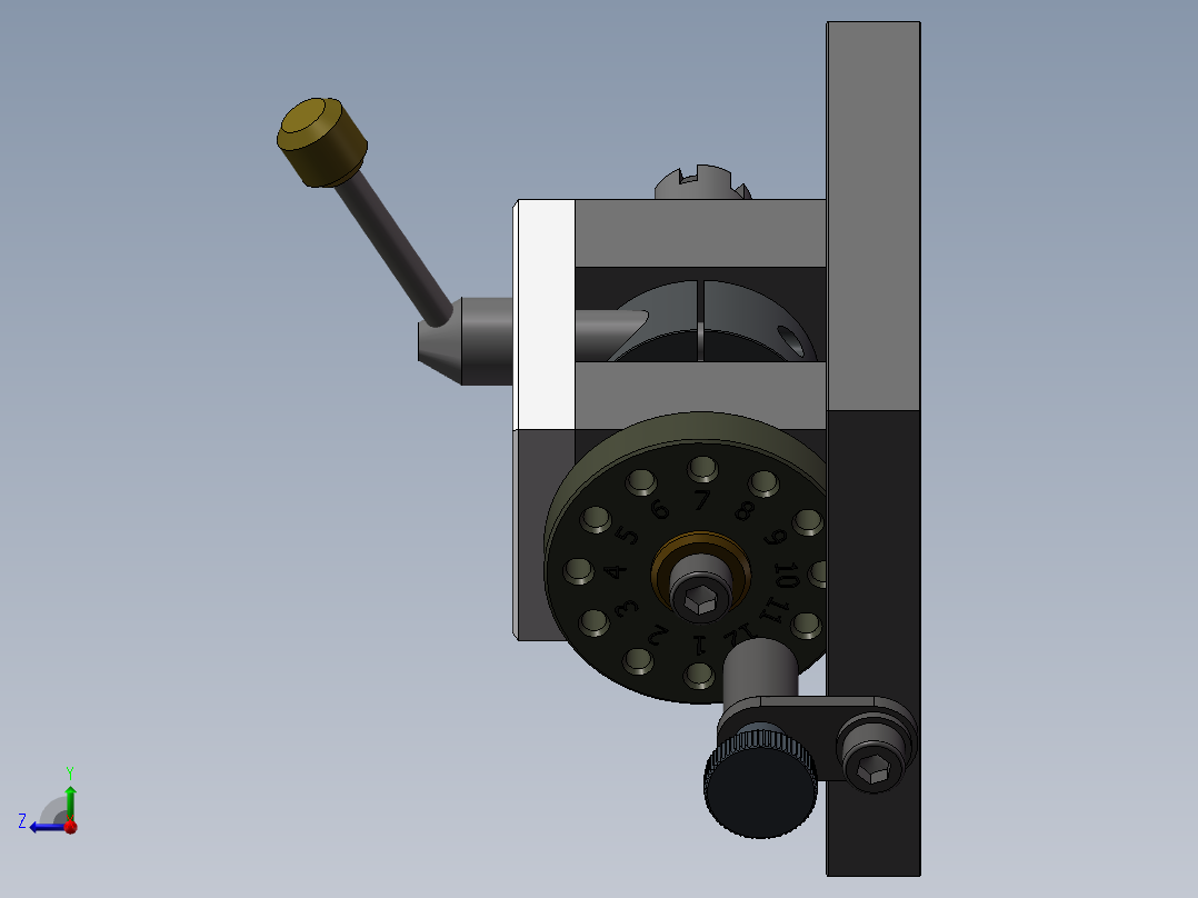 CNC数控夹具类手动分度头右视图