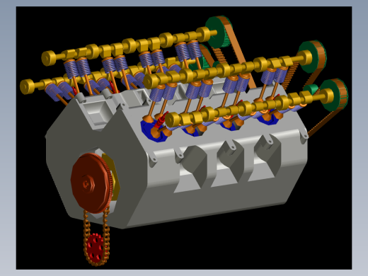 V8发动机内部结构3D图纸