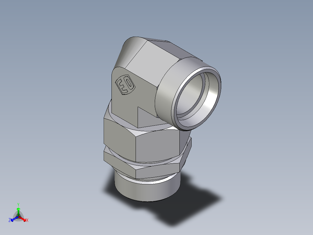 卡套式工业通用硬管接头EO_Assembled_adjustable_standpipe_elbow_EVW35LMOMD71主视图