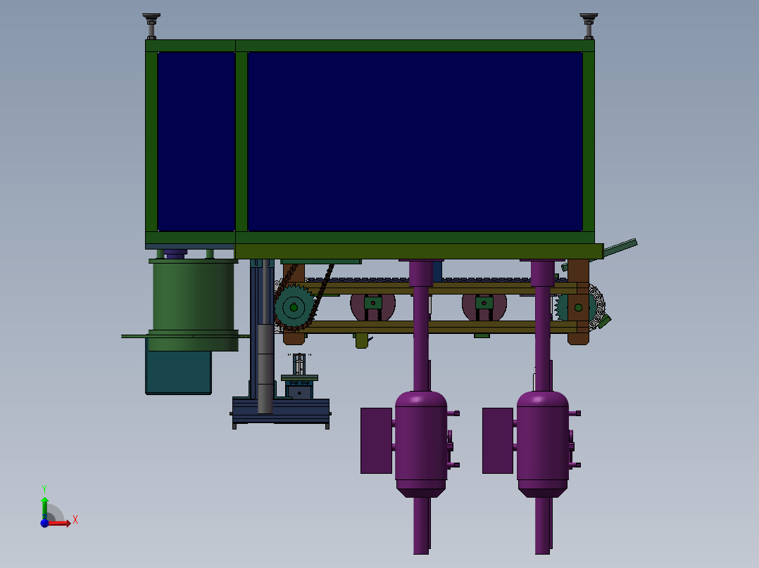 链板式自动攻牙机 非标自动化设备3D图纸3D模型前视图