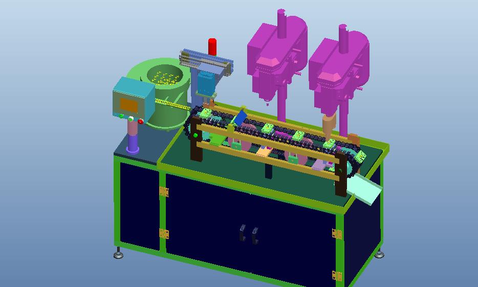 链板式自动攻牙机 非标自动化设备3D图纸3D模型