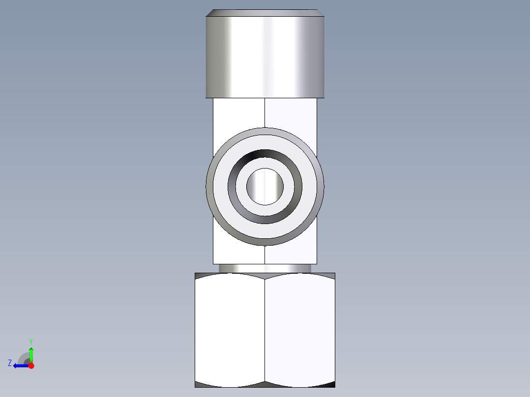 卡套式工业通用硬管接头EO_Swivel_nut_run_tee_EL08SOMD71右视图