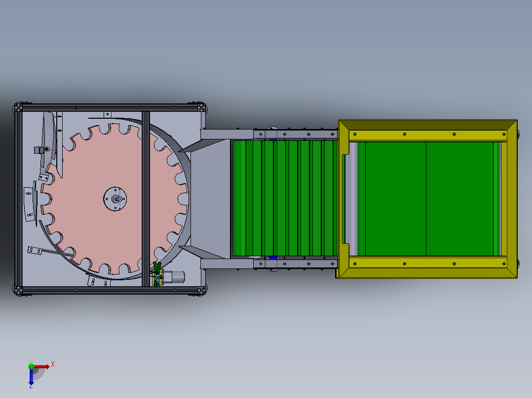 自动理瓶机设计及仿真三维SW+CAD图纸俯视图
