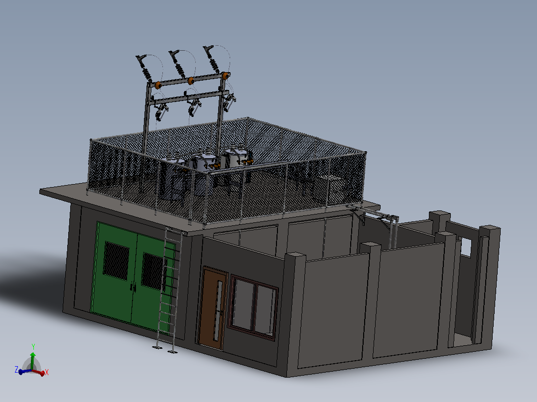 高压变电站3D模型主视图