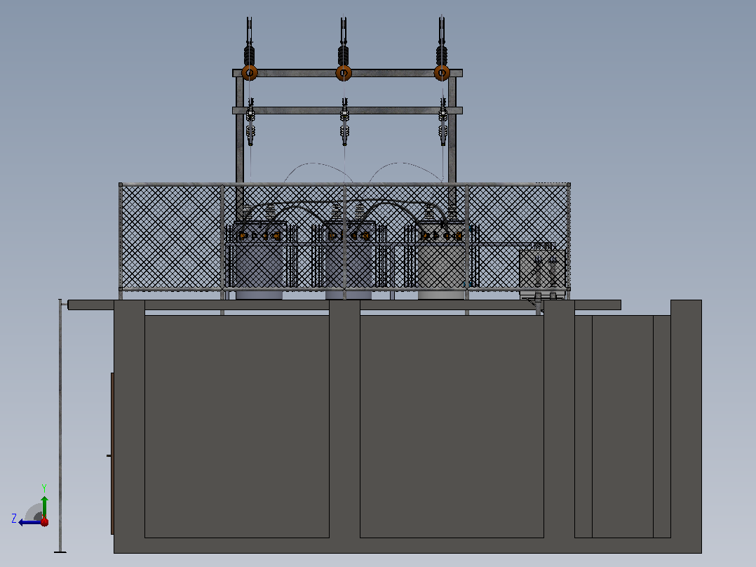 高压变电站3D模型右视图