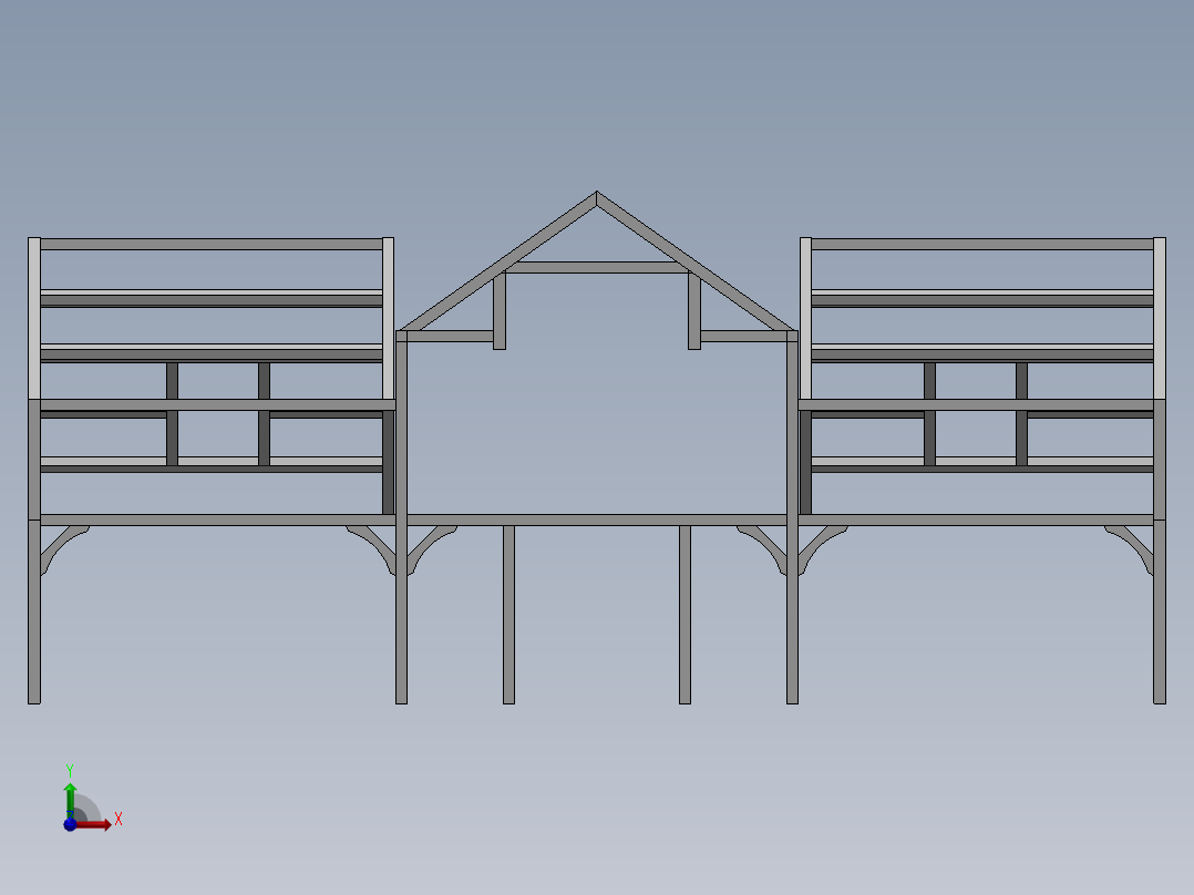 小木屋框架结构前视图