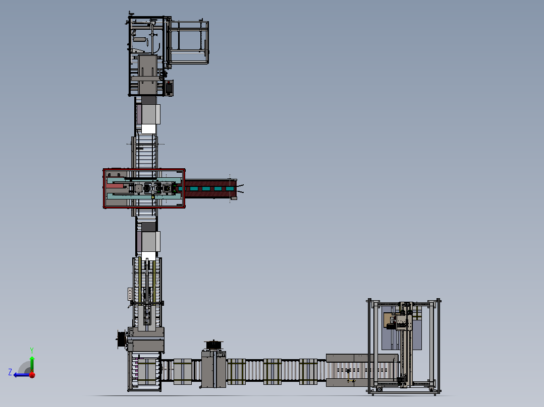 包装设备产线3d图纸开箱装箱打包捆扎码垛等整线流水线3d方案