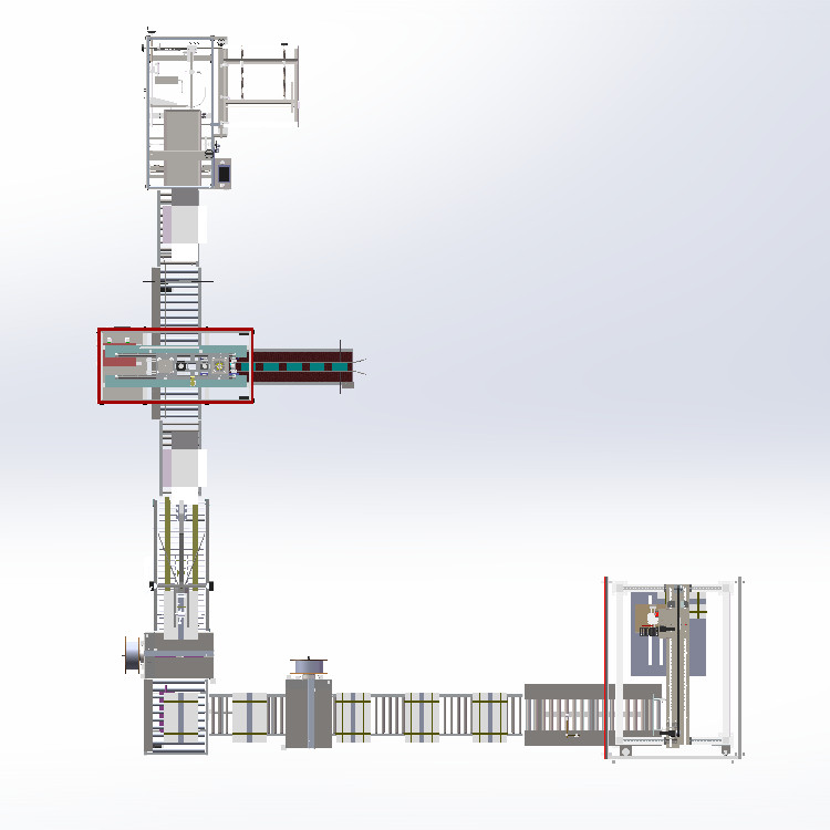 包装设备产线3d图纸开箱装箱打包捆扎码垛等整线流水线3d方案