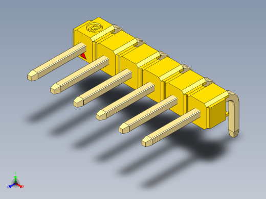 彩色公排针 100mil 2.54mm 系列-DS1022_yellow_1x06p_100mil_TypeD_rev1.0
