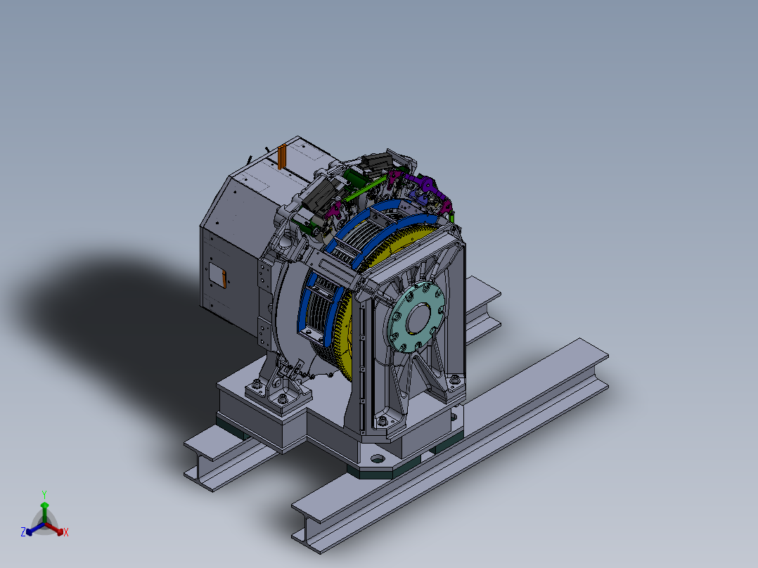无齿轮电梯电机正等轴测图