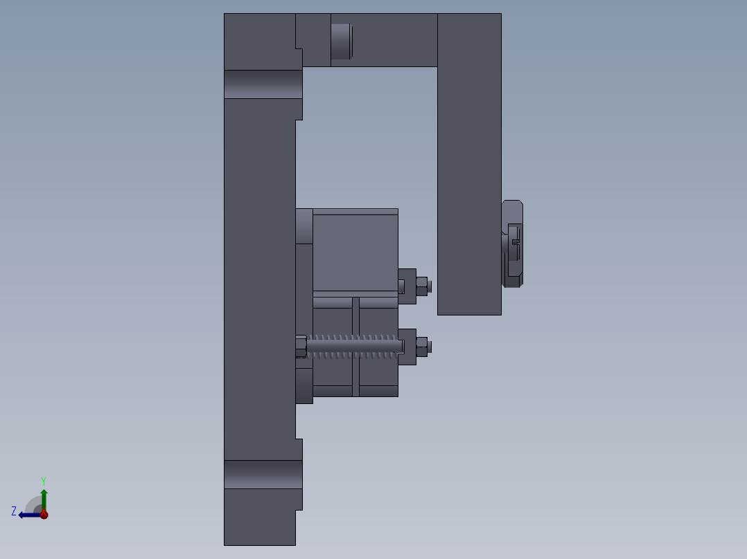左摆动杠杆加工工艺及钻12孔夹具设计【含三维SolidWorks和UG】右视图
