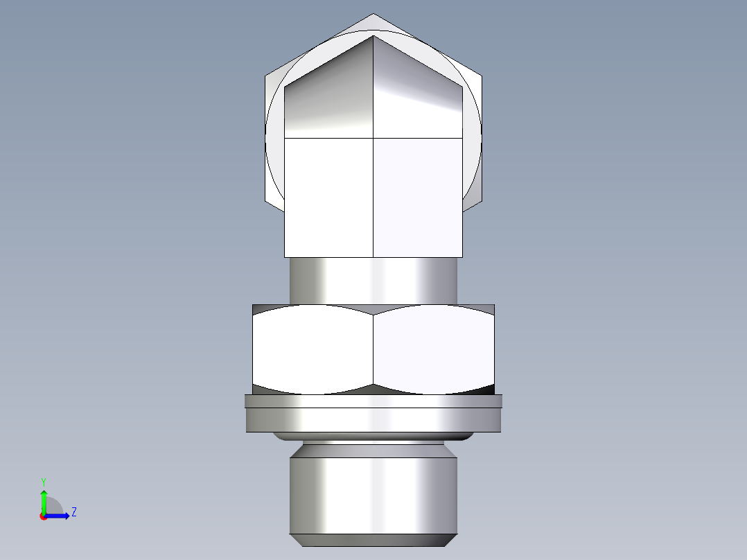 卡套式工业通用硬管接头EO_Adjustable_Locknut_elbow_WEE08LRCF左视图