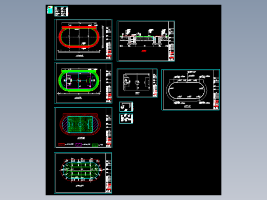 400塑胶跑道和人造草坪足球场地建筑设计图