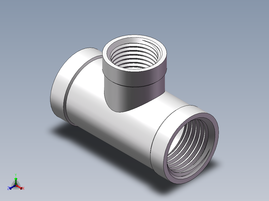 三通-异径 DN15-DN10正等轴测图