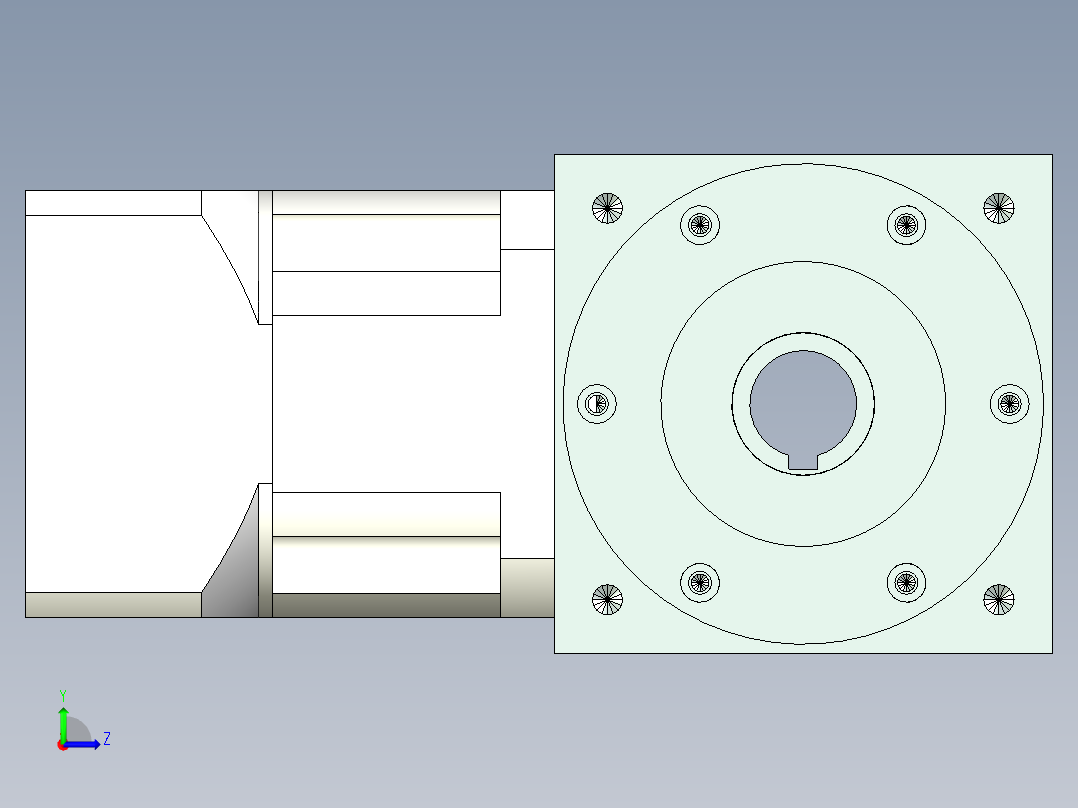 换向器PW140双孔 PLX120-L1 22-110-145-M8.stp左视图