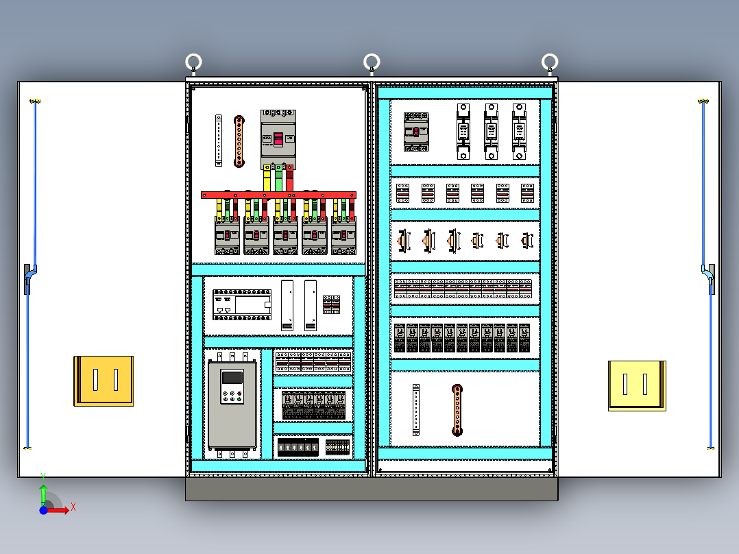 双柜组装630Aplc软启动直流接触器控制柜前视图
