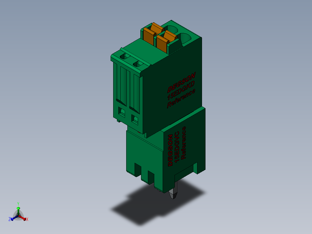 接线端子15EDGVC+KD-xxP-14-00AH正等轴测图