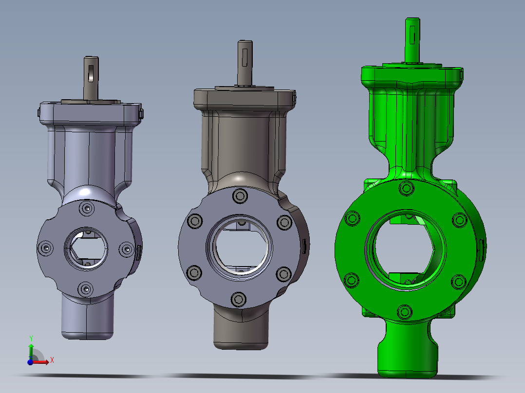 3款1.5“V系列分段球阀模型主视图