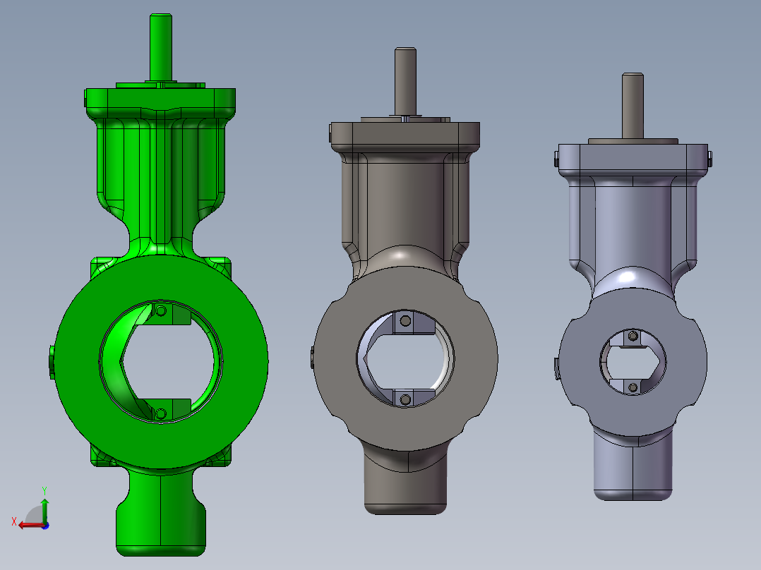 3款1.5“V系列分段球阀模型后视图