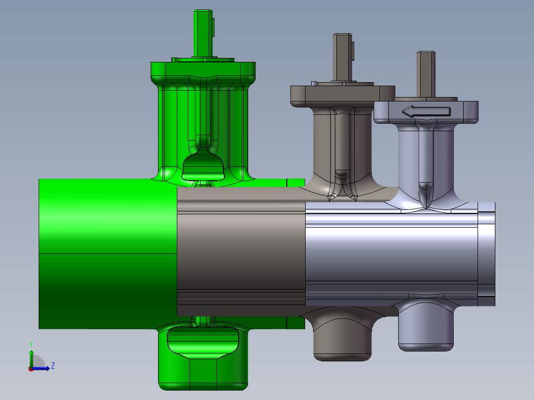 3款1.5“V系列分段球阀模型左视图