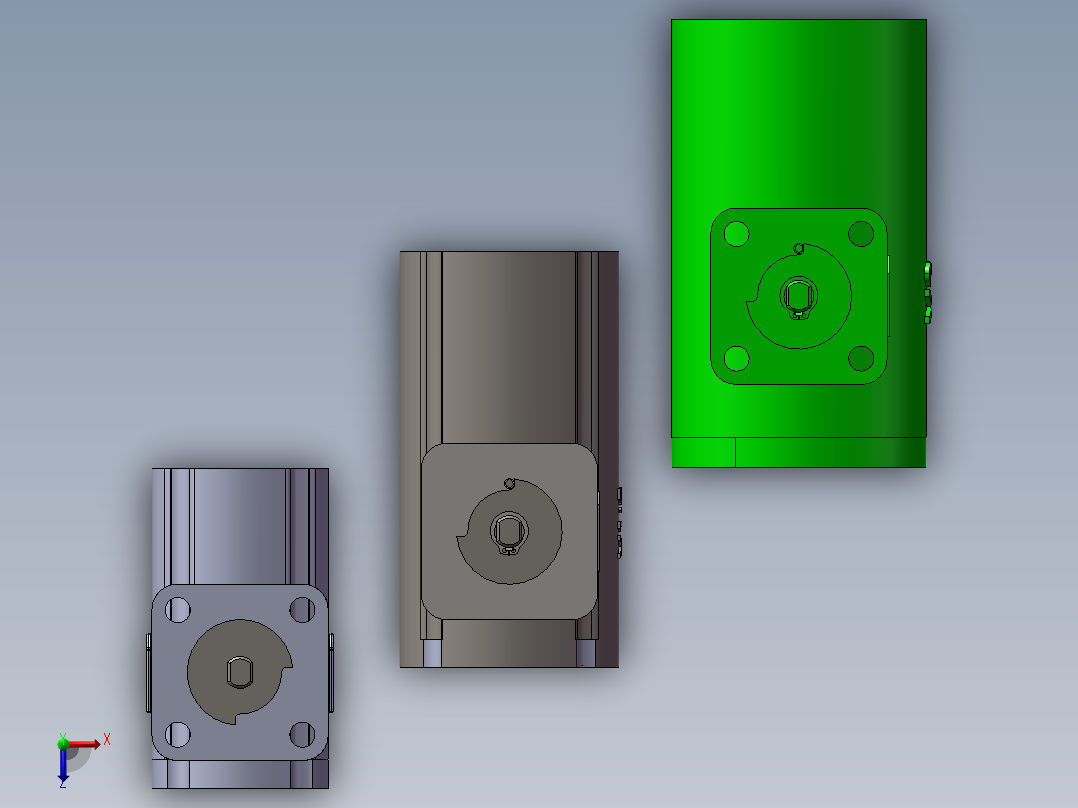 3款1.5“V系列分段球阀模型俯视图