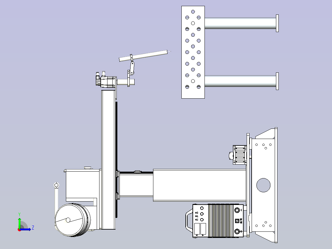 机械焊接臂与柔性焊接平台组合设计左视图