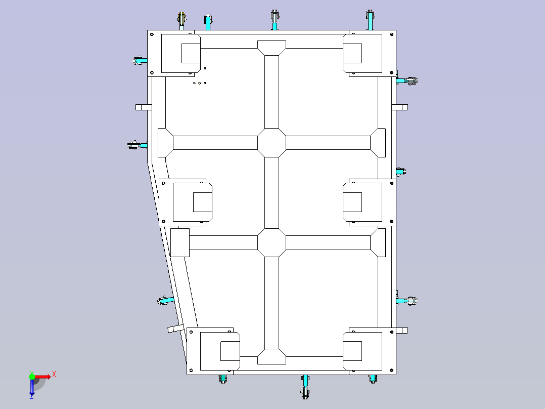 一款门板焊接夹具模型俯视图