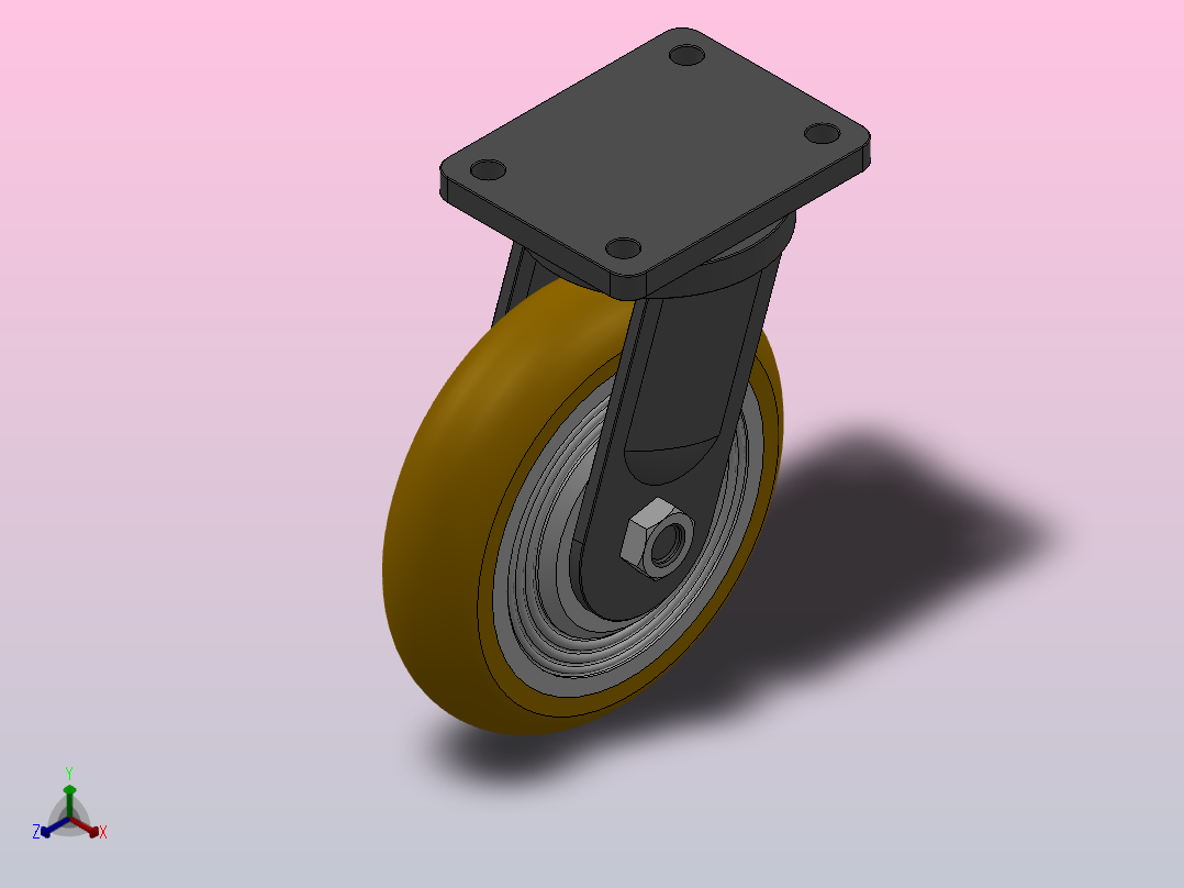 M17-01-200-412Y超重型轮[M17-01-200-412Y]脚轮正等轴测图