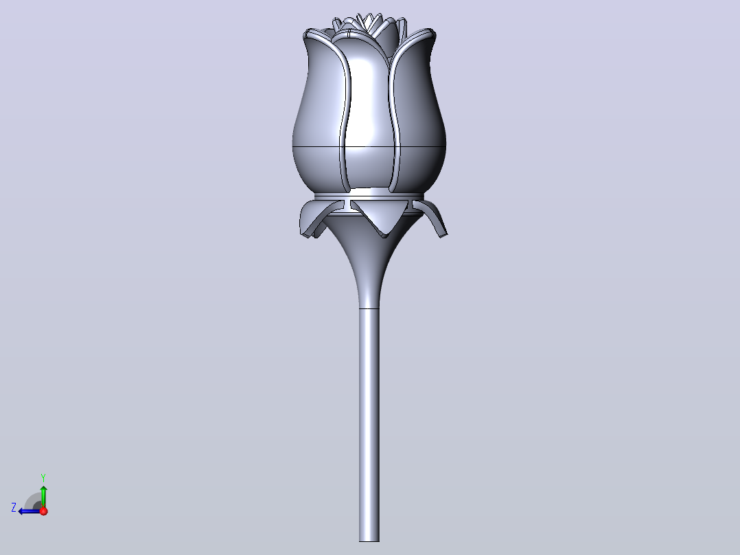3D打印玫瑰花-2010版右视图
