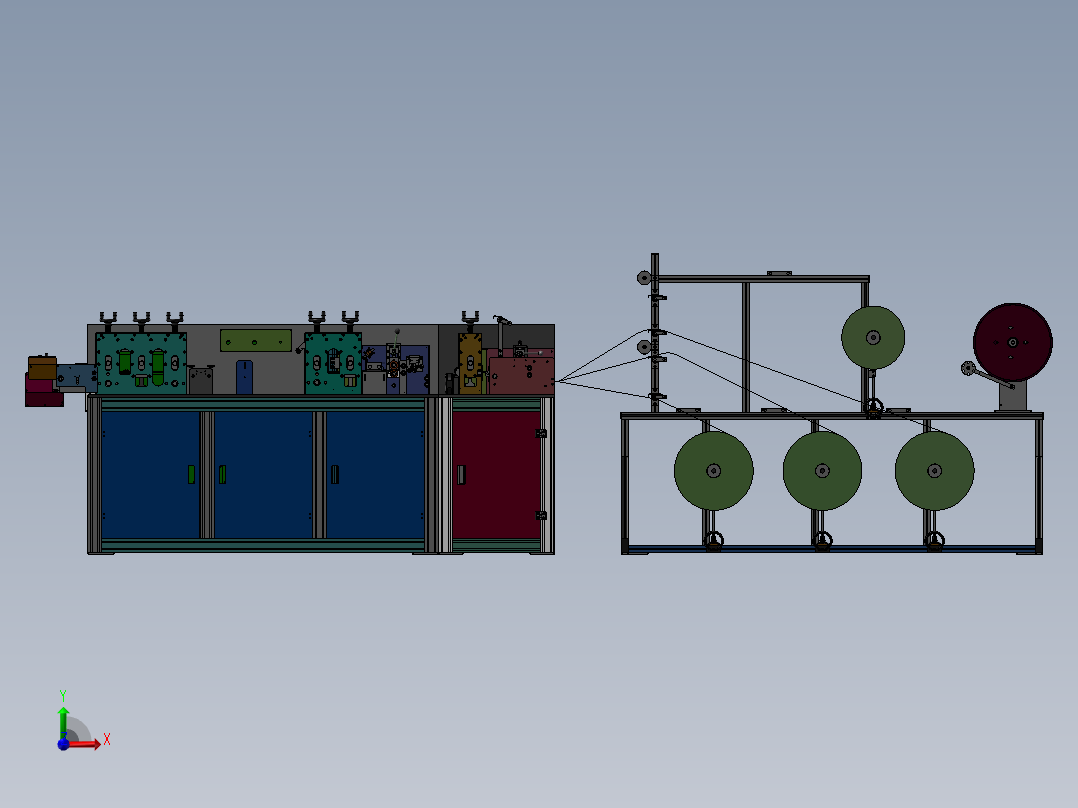 全自动口罩机 3D图 四层前视图