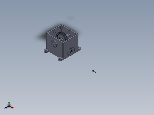 简易蜗轮蜗杆齿轮箱结构3D图纸 STEP格式正等轴测缩略图