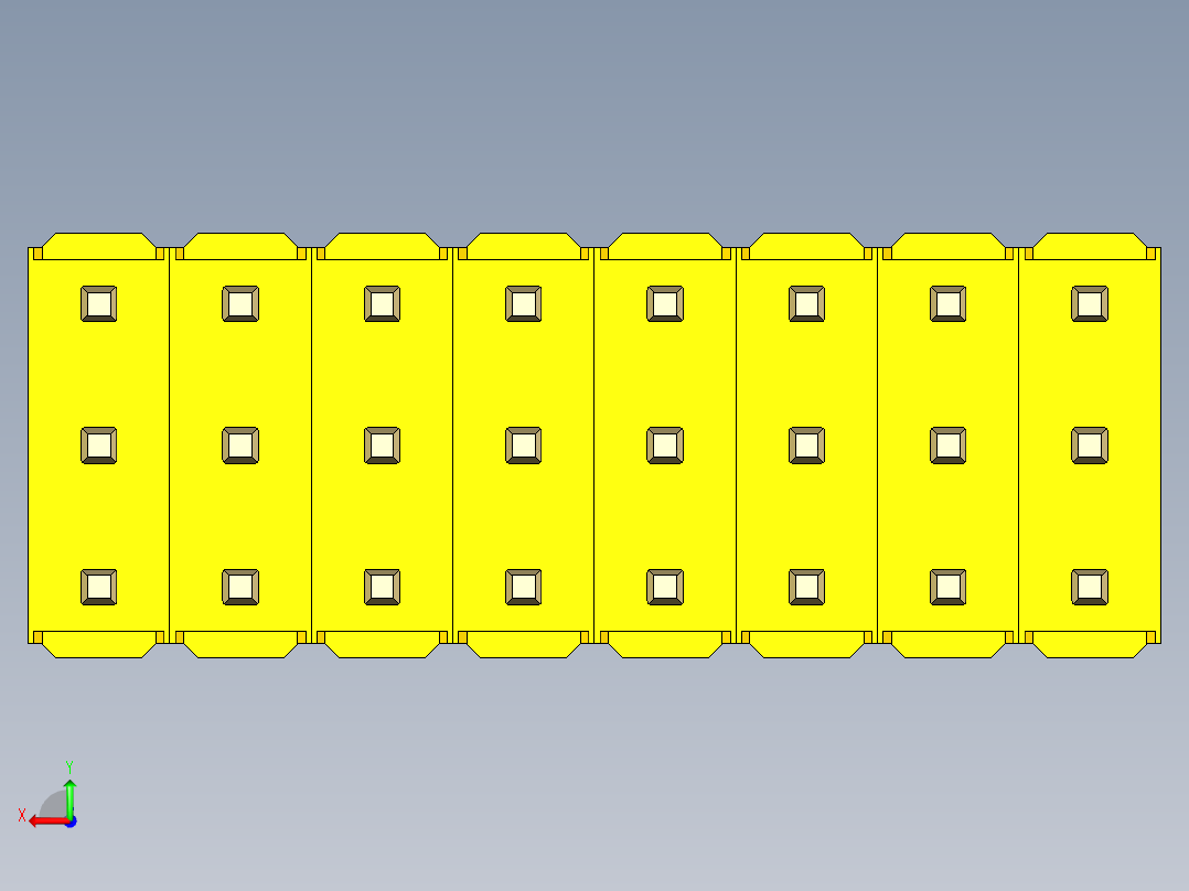 彩色公头100mil（2.54mm）系列-DS1021_yellow_3x08p_100mil_Type19_rev1.0后视图