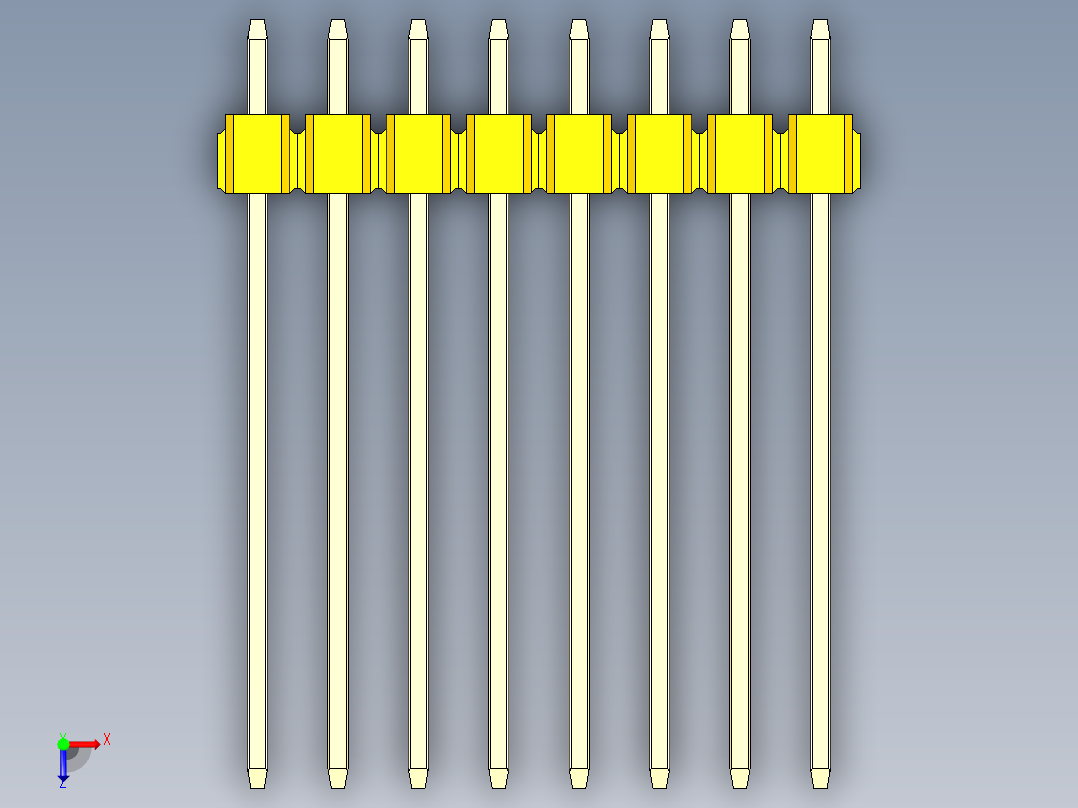 彩色公头100mil（2.54mm）系列-DS1021_yellow_3x08p_100mil_Type19_rev1.0俯视图