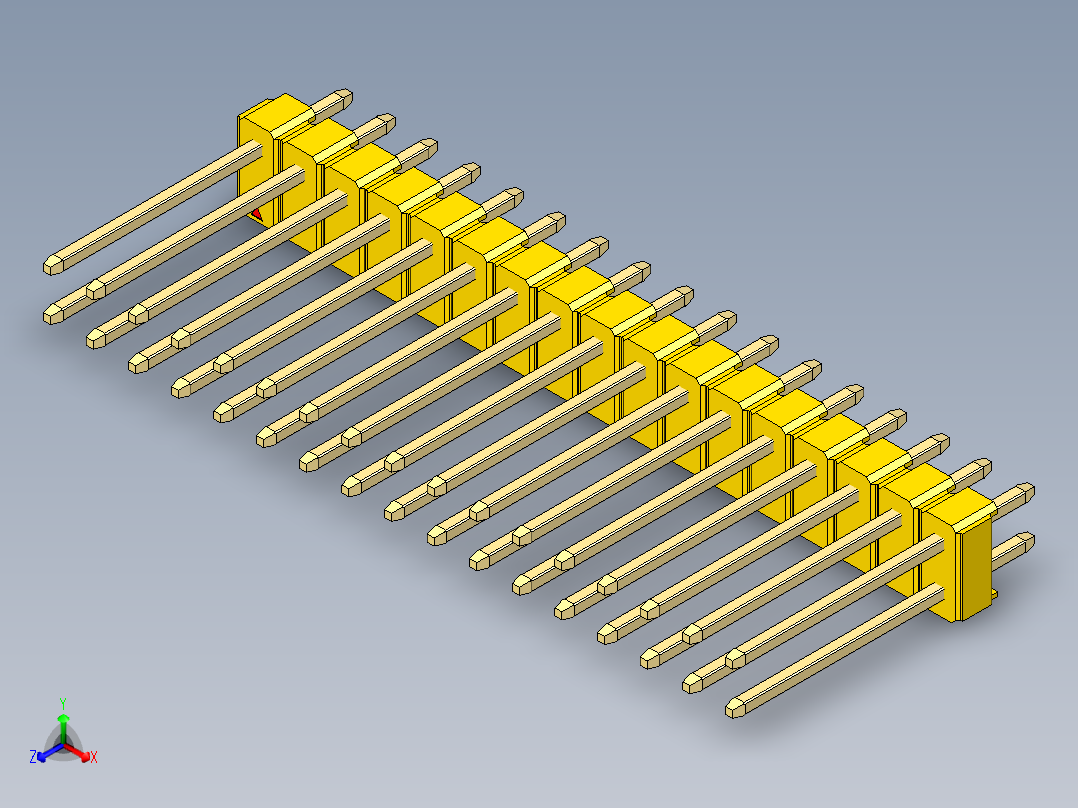彩色公头100mil（2.54mm）系列-DS1021_yellow_2x17p_100mil_Type5_rev1.0主视图